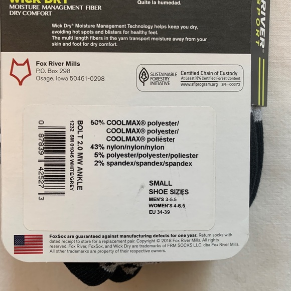 Fox River Sport Ankle Socks Small - Picture 6 of 6